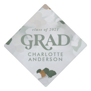 Modern abstract photo collage graduate green party graduation cap topper