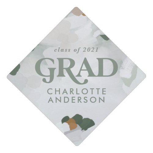 Modern abstract photo collage graduate green party graduation cap topper