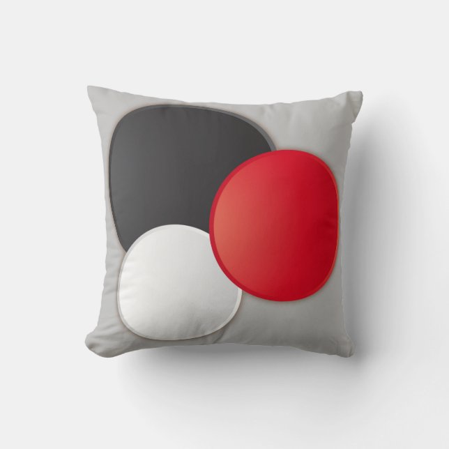Modern abstract pillow black, red, white, gray (Front)