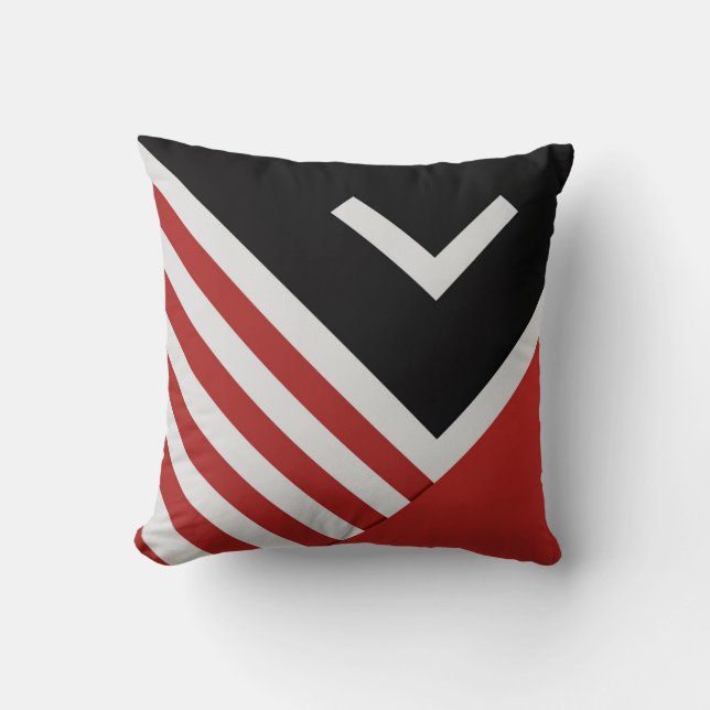 Modern abstract pillow black, red, white, gray (Front)