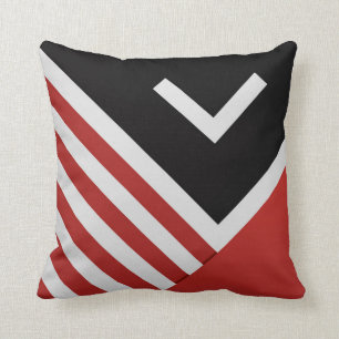 Modern abstract pillow black, red, white, gray
