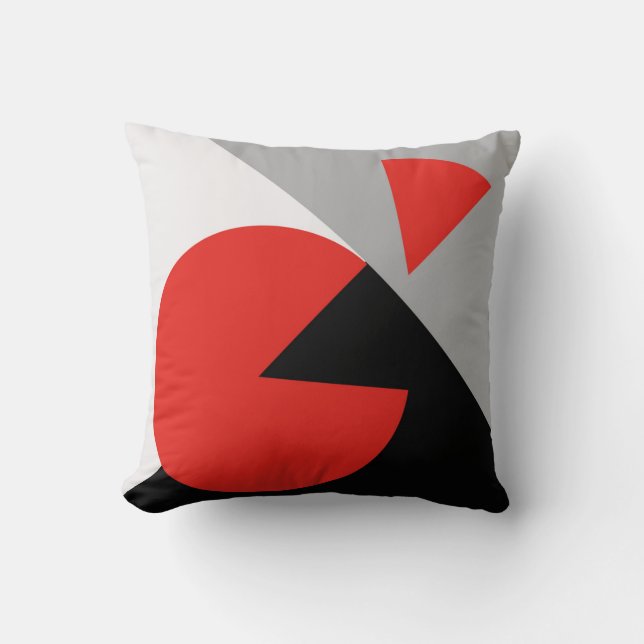 Modern abstract pillow black, red, white, gray (Front)