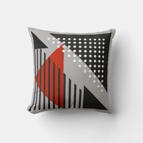 Modern abstract pillow black red white gray