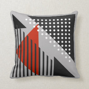 Modern abstract pillow black, red, white, gray