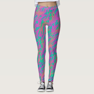 Modern Abstract Pink And Blue Animal Print Pattern Leggings