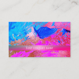 Modern abstract pink blue metallic business card