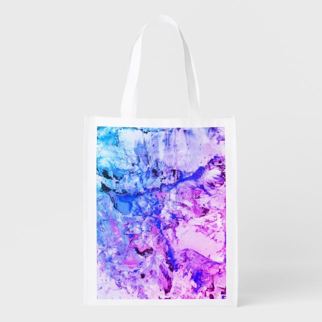 Modern Abstract Pink Blue Purple Green Template Grocery Bag (Front)