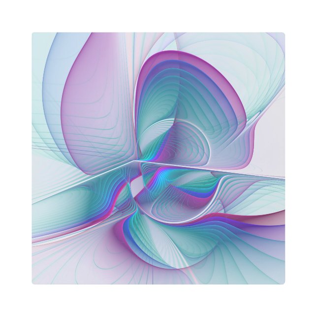 Modern Abstract Pink Blue Turquoise Fractal Art (Front)