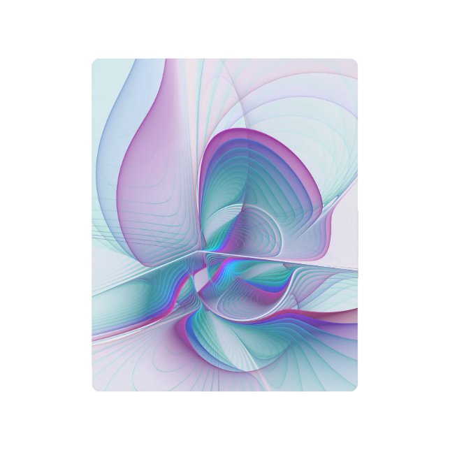 Modern Abstract Pink Blue Turquoise Fractal Art (Front)