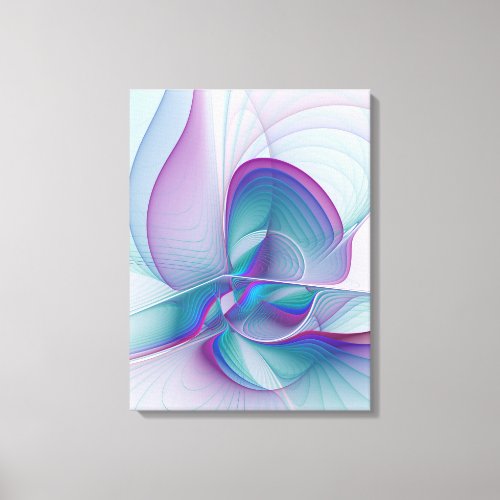 Modern Abstract Pink Blue Turquoise Fractal Art Canvas Print