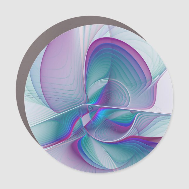 Modern Abstract Pink Blue Turquoise Fractal Art Car Magnet (Front)