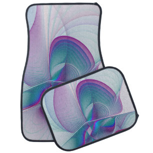 Modern Abstract Pink Blue Turquoise Fractal Art Car Mat