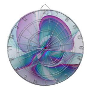 Modern Abstract Pink Blue Turquoise Fractal Art Dart Board