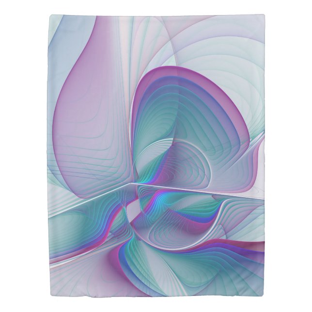 Modern Abstract Pink Blue Turquoise Fractal Art Duvet Cover (Front)