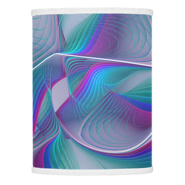 Modern Abstract Pink Blue Turquoise Fractal Art Lamp Shade (Front)