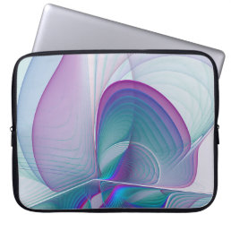 Modern Abstract Pink Blue Turquoise Fractal Art Laptop Sleeve