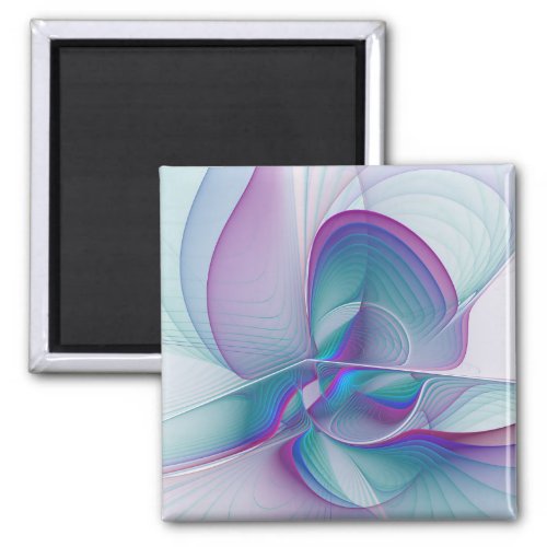 Modern Abstract Pink Blue Turquoise Fractal Art Magnet
