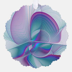 Modern Abstract Pink Blue Turquoise Fractal Art Ornament Card