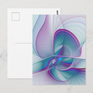 Modern Abstract Pink Blue Turquoise Fractal Art Postcard