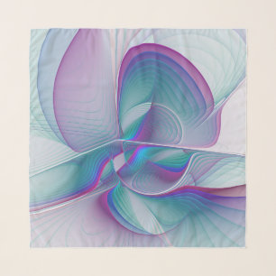 Modern Abstract Pink Blue Turquoise Fractal Art Scarf