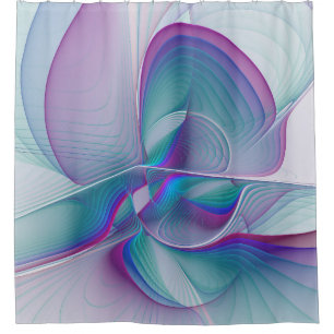 Modern Abstract Pink Blue Turquoise Fractal Art Shower Curtain