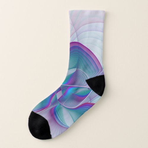 Modern Abstract Pink Blue Turquoise Fractal Art Socks