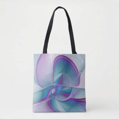 Modern Abstract Pink Blue Turquoise Fractal Art Tote Bag