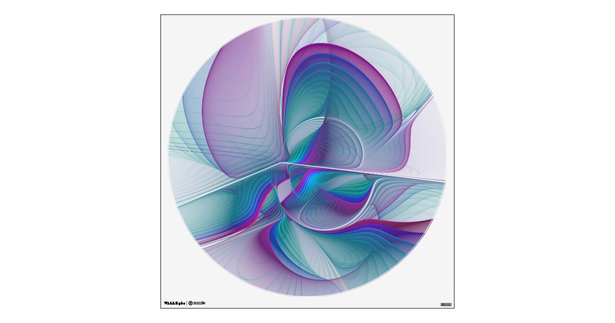 Modern Abstract Pink Blue Turquoise Fractal Art Wall Decal Zazzle