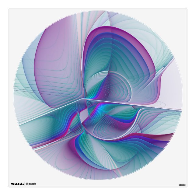 Modern Abstract Pink Blue Turquoise Fractal Art Wall Decal (Front)