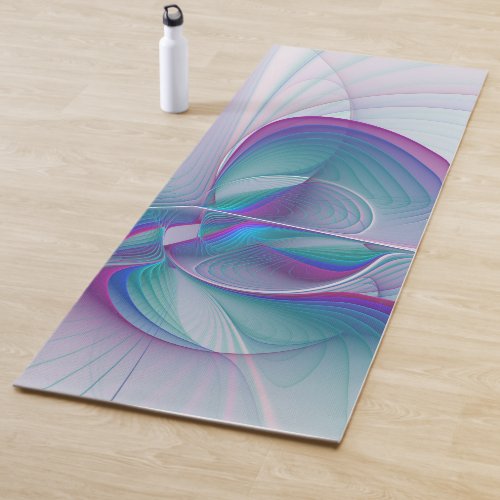 Modern Abstract Pink Blue Turquoise Fractal Art Yoga Mat