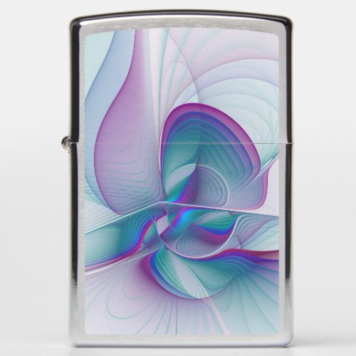 Modern Abstract Pink Blue Turquoise Fractal Art Zippo Lighter