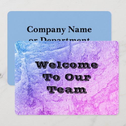 Modern Abstract Pink Blue Welcome to Our Team Thank You Card
