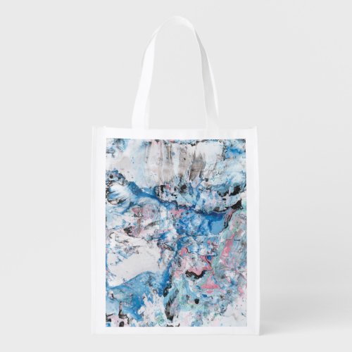 Modern Abstract Pink Blue White Template Trendy Grocery Bag