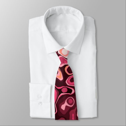 Modern Abstract Pink Burgundy Pattern Neck Tie