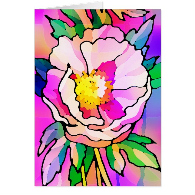 Modern Abstract Pink Flower Card (Front)