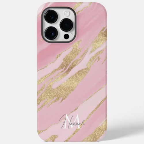 Modern Abstract Pink Gold Marble  Case_Mate iPhone 14 Pro Max Case
