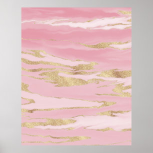 Modern Abstract Pink Gold Marble Poster