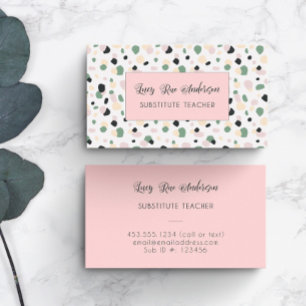 Modern Abstract Pink Gray and Green Business Card