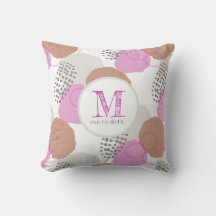 Modern Abstract Pink Gray Pattern Monogram