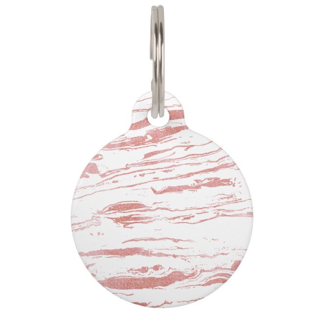 Modern abstract pink marbleized paint pet name tag (Front)
