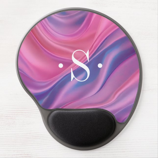 Modern Abstract Pink Monogram Gel Mouse Pad (Front)