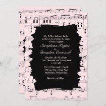 Modern Abstract Pink Music Wedding Invite