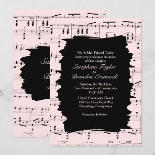 Modern Abstract Pink Music Wedding Invite