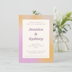 Modern Abstract Pink Orange Gradient Wedding  Invitation