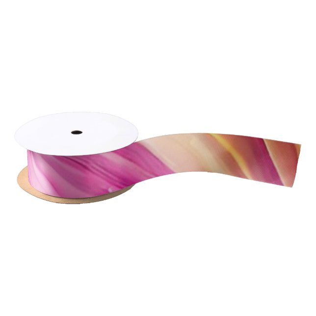 Modern Abstract-Pink Orange Yellow- Satin Ribbon (Spool)