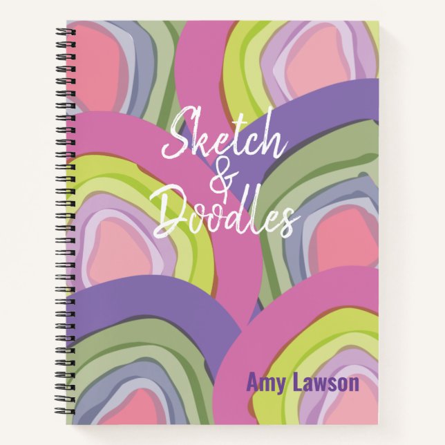 Modern Abstract Pink Purple Personalized  Notebook (Front)