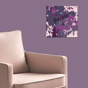 Modern Abstract Pink Purple Vector Paint Splatter Poster