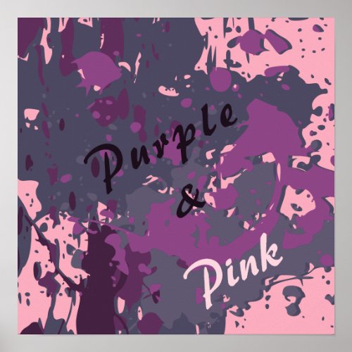Modern Abstract Pink Purple Vector Paint Splatter Poster