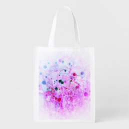 Modern Abstract Pink Red Blue Purple Template Grocery Bag