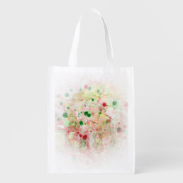 Modern Abstract Pink Red Yellow Green Template Grocery Bag